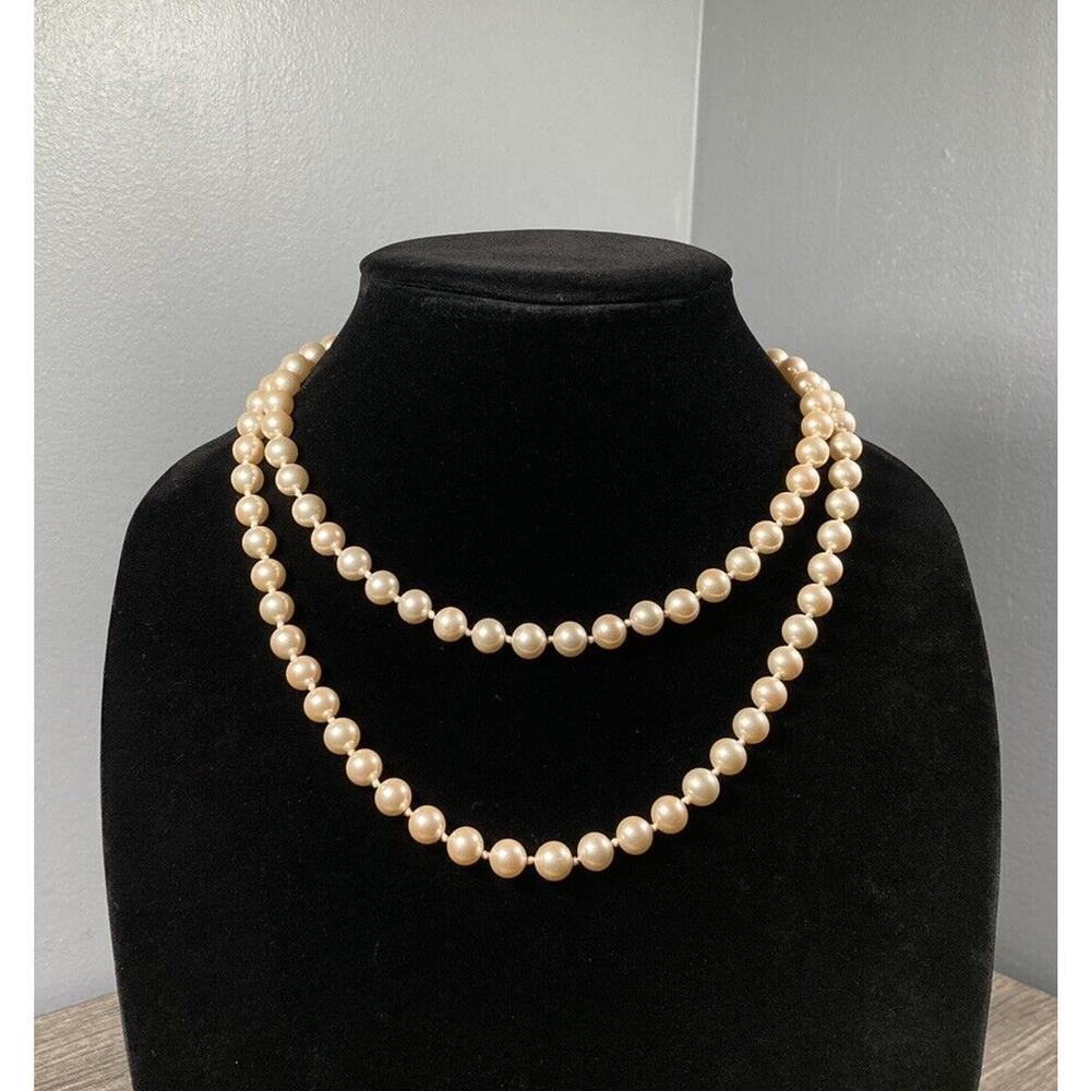 Vintage LCI Liz Claiborne Pearl Beaded Necklace Signed 37” Long - Picture 1 of 9